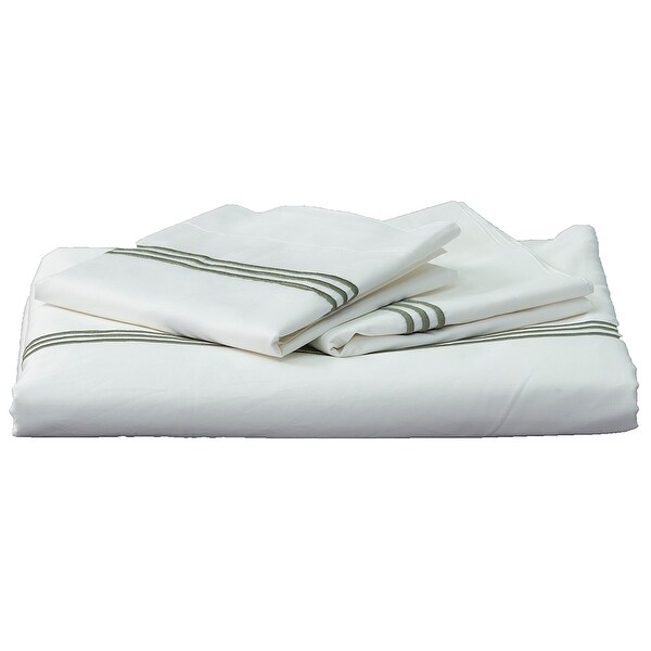 Wholelinens Hotel Collection Cotton Sateen 3 Piece Duvet Set with Satin Stitching