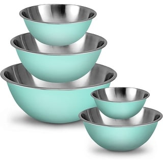 Set of 5 Meal Prep Stainless Steel Mixing Bowls Set - Blue
