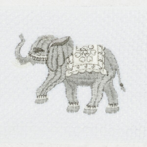 Authentic Hotel and Spa Turkish Cotton Elephants Embroidered White Hand Towel