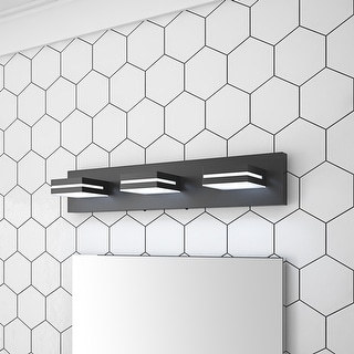 Modern 3-Light Square Shape Over Mirror LED Vanity Lighting Fixture