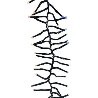 LED Twinkle Cluster Lights 12.4Ft Multi w/ Green Strand Connect End to End - 12.4 Feet