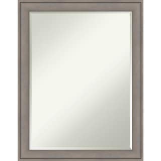 Petite Bevel Wood Bathroom Wall Mirror - Greywash Frame - 21 x 27 in