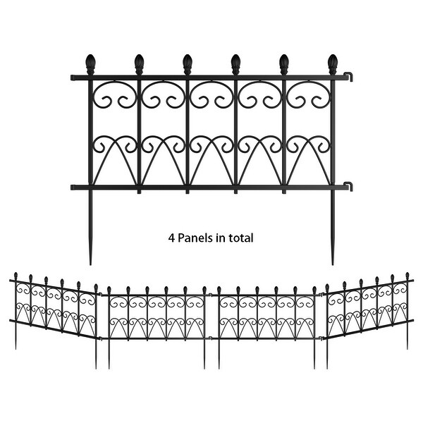 Fence Decorative Patio Fencing Garden Edging Border(Set of 4 Panels)