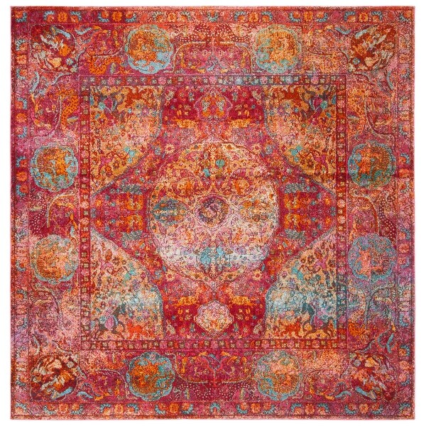 SAFAVIEH Luxor Edeltrude Modern Overdyed Distressed Fuchsia/ Gold Rug