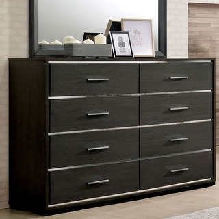 Kastela Contemporary Warm Gray 56-inch Wide 8-Drawer Wood Dresser by Furniture of America