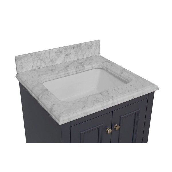 KitchenBathCollection Nantucket 24" Bathroom Vanity with Carrara Marble Top
