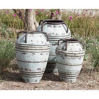 Blue Rust Distressed Iron Metal Antiqued Rustic Vase Jugs (Set of 3) - 18 x 18 x 26