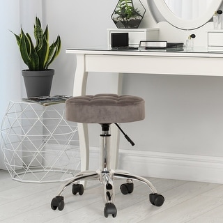 Hillsdale Furniture Nora Tufted Backless Adjustable Metal Vanity or Office Stool