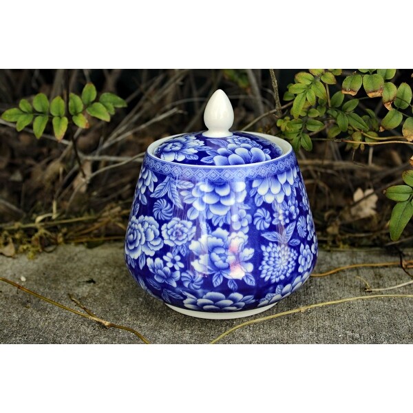 Blue and White Porcelain Globe or Tulip Container or Jar