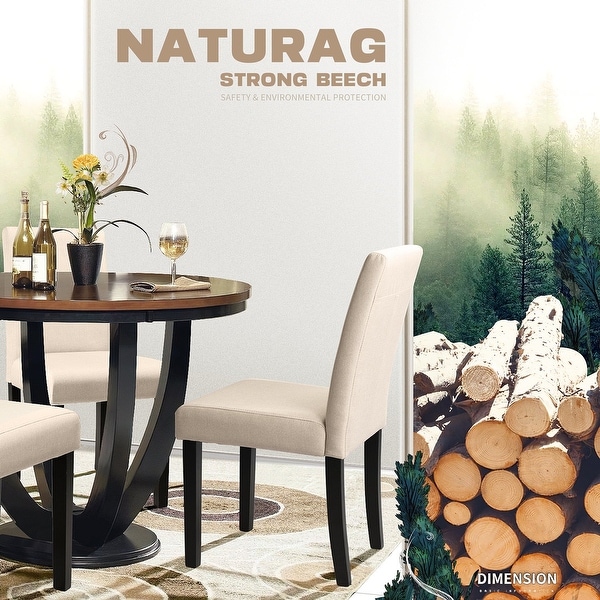 Lacoo Set of 4 Upholstered Dining Chairs with Wooden Legs Fabric