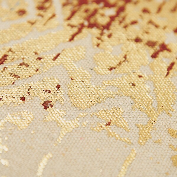 Rizzy Home Beige, Metallic Gold, Blue, and Grey Geometric Throw Pillow