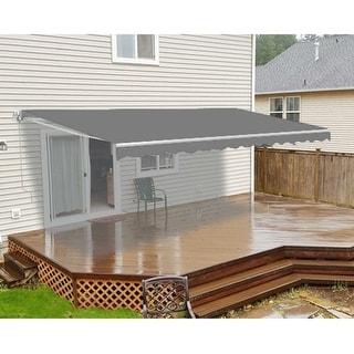 ALEKO Retractable 12 x 10 feet Awning Home Patio Canopy Grey Color
