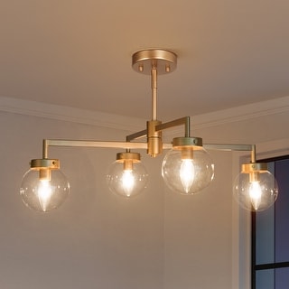 Modern Gold Sputnik Semi Flush Mount Ceiling Light Globe Adjustable Chandelier