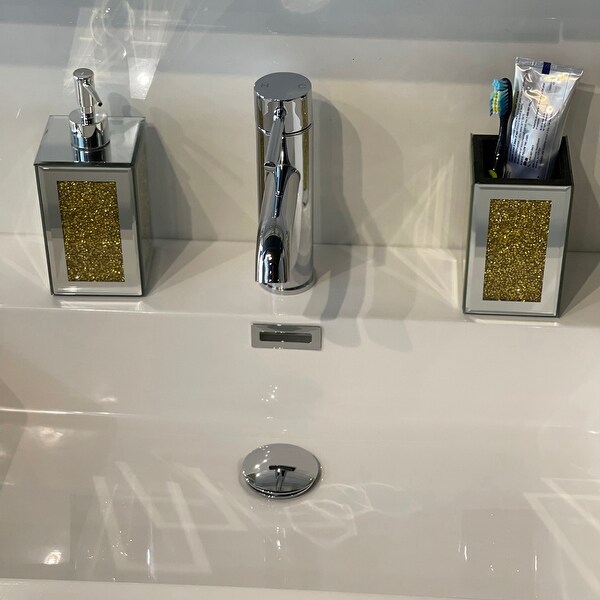 2 Piece Ambrose Exquisite Square Soap Dispenser and Toothbrush Holder