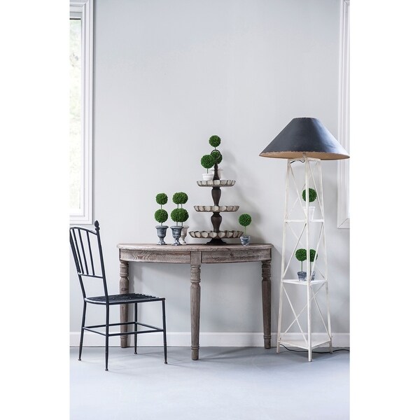 A&B Home 15.5" Two-Tier Round Faux Topiary - Green, Weathered Black