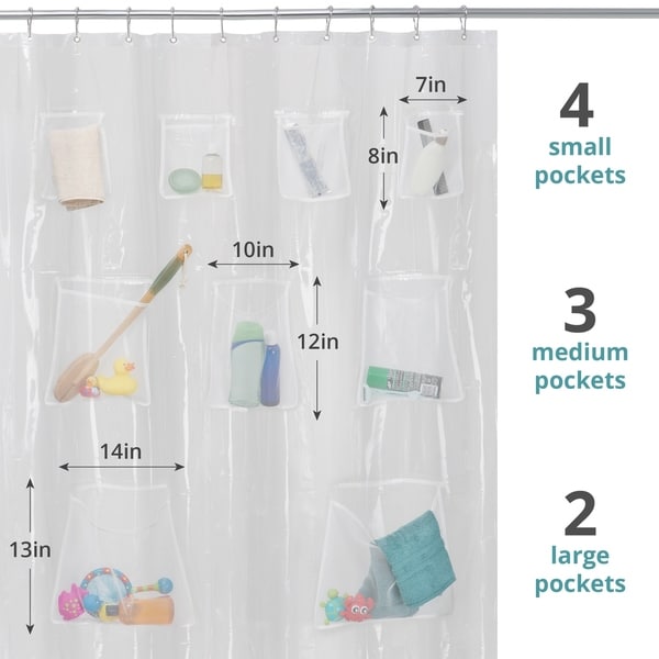 Maytex Mesh Pockets PEVA Shower Curtain