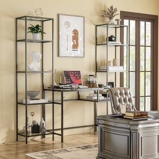 Etagere Set Glass Rectangular Writing Desk Office Set Computer Desk