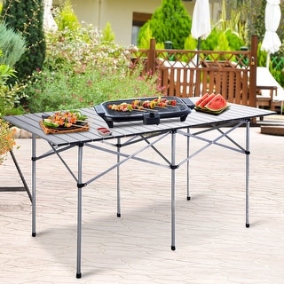 Costway Roll Up Portable Folding Camping Square Aluminum Picnic Table - See details