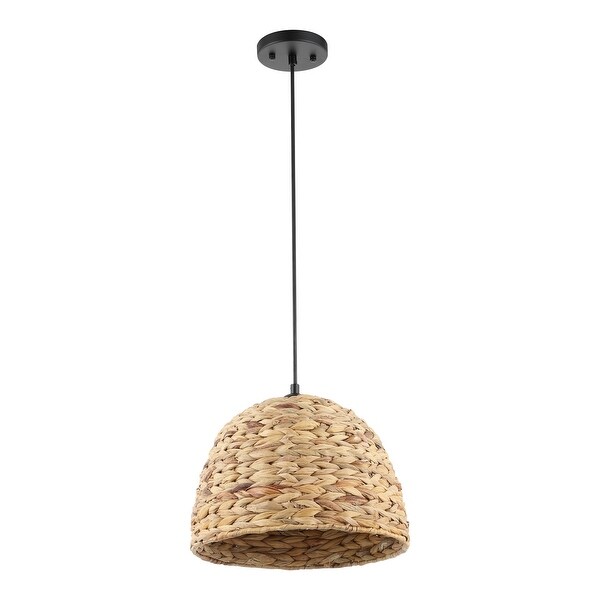 WINGBO Farmhouse Dome Chandelier Natural Material Hand-Woven Hanging Lamp, One-Light Hanging Pendant Lighting Fixtures - N/A