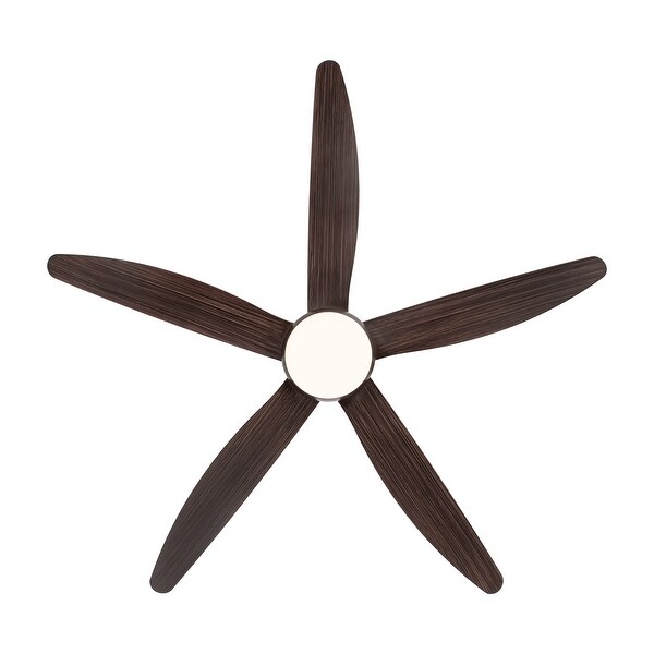 56 in. Indoor&Outdoor Integrated LED Natural Brown Ceiling Fan with Light Kit and Remote Control - 56 Inches