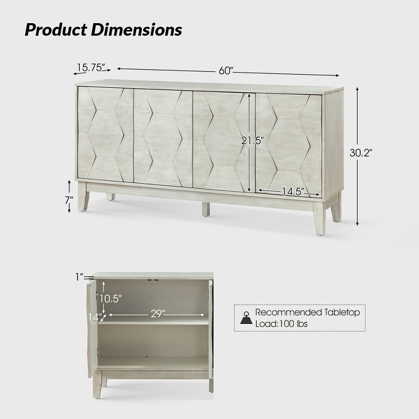 Silakan Modern Multifunctional Sideboard Cabinet with Wood Base Leg Hexagonal Embellishments by HULALA HOME
