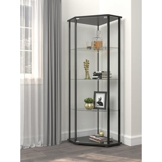Coaster Furniture Zenobia Clear and Black Glass Shelf Curio Cabinet
