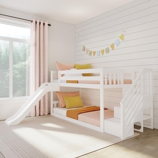 Max and Lily Classic Low Bunk with Stairs and Easy Slide