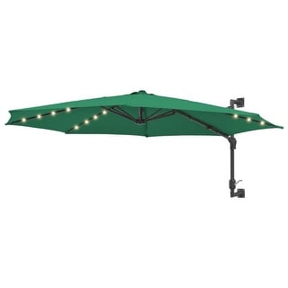 vidaXL Wall-mounted Parasol with LEDs and Metal Pole 118.1" Green