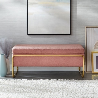 Estle Pink Boucle Fabric Storage Bench