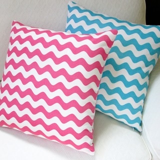 Artisan Pillows Kids Indoor 20-inch Wave Canvas in Hot Pink or Aqua Throw Pillow Cover