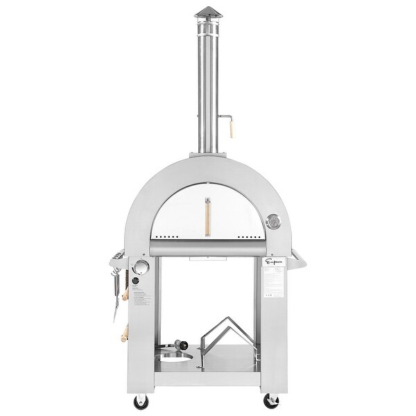 Empava Outdoor Propane Gas Oven Pizza Maker with Thermometer - Wheels