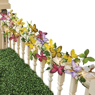 Solar LED Lighted Butterflies & Greenery Garland