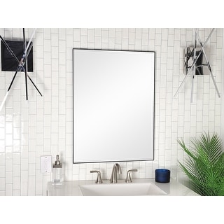 Vanta Black Metal Framed Wall Mirror with Dual Mounting Brackets