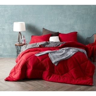 BYB Cherry Red/Granite Gray Reversible Comforter - Oversized Bedding