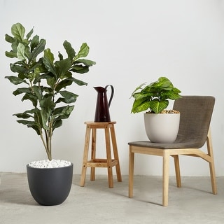 Indoor/Outdoor Large Nordic Minimalist Fiberstone Lightweight Round Planter Pot - 17, 14, 11 inch Matte Finish