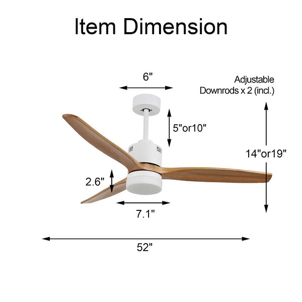 Oaks Aura 52 in. LED Solid Wood Reversible Scandi-Japanese Ceiling Fan With Latest DC Motor Technology