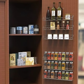 Kitchen 3 Layers Spice Herb Seasoning Storage Metal Wire Rack Organizer (2 Pack )