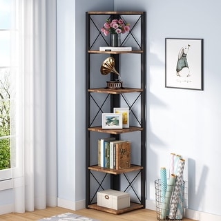 70.8 Inch Tall 6-Tier Corner Shelf Bookshelf Storage Etagere Bookcase