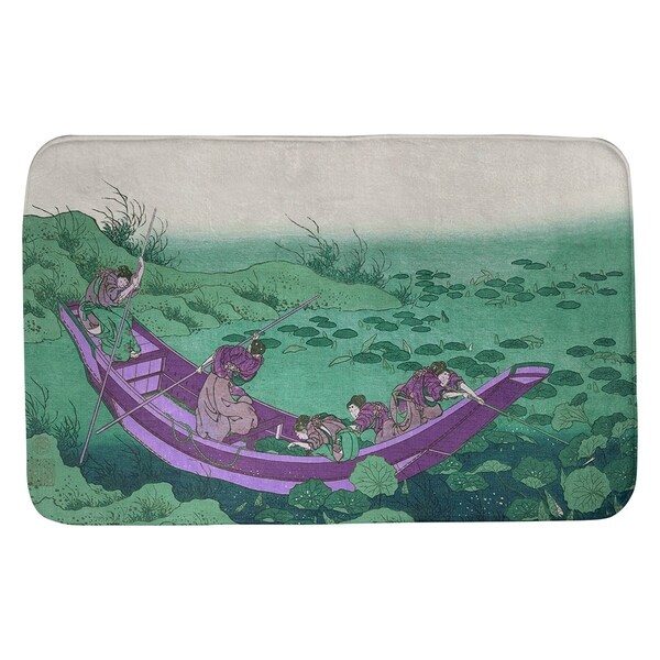 Hokusai Boat Among the Lily Pads Bath Mat
