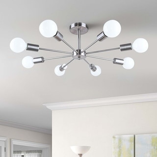 Modern Vintage Glam Metal Sputnik Semi - Flush Mount Ceiling Light