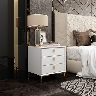 21.3"H Nightstand End Table Three Drawer Black and White