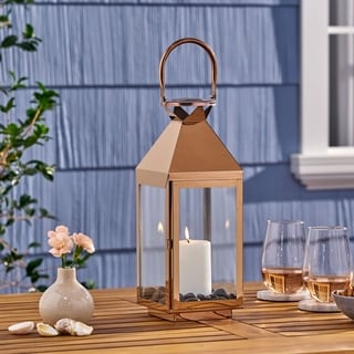 Tulsa Modern Outdoor Stainless Steel Lantern by Christopher Knight Home