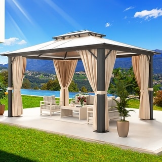 10X12 FT Hardtop Gazebo, Outdoor Patio Aluminum Frame Gazebo