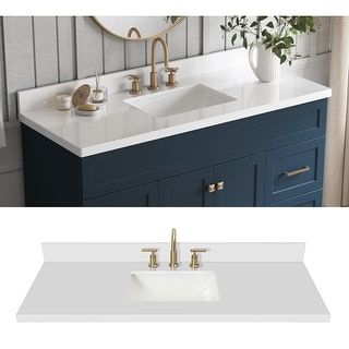 YASINU 60 inch Single Sink White Quartz Vanity Top(Not include cabinet)