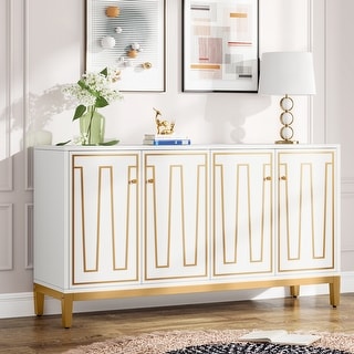White Storage Cabinet, Modern Freestanding Display Cabinet Sideboard