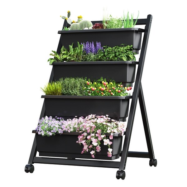 FLEXIMOUNTS 4Ft Vertical Raised Garden Bed 4-Tier Freestanding Elevated Garden Planters Grow Flowers