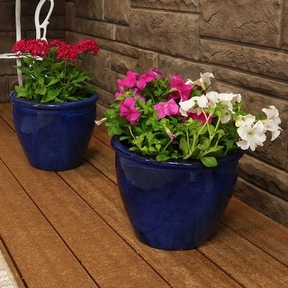 Sunnydaze Chalet Ceramic Indoor/Outdoor Planter - 12-Inch - Set of 2