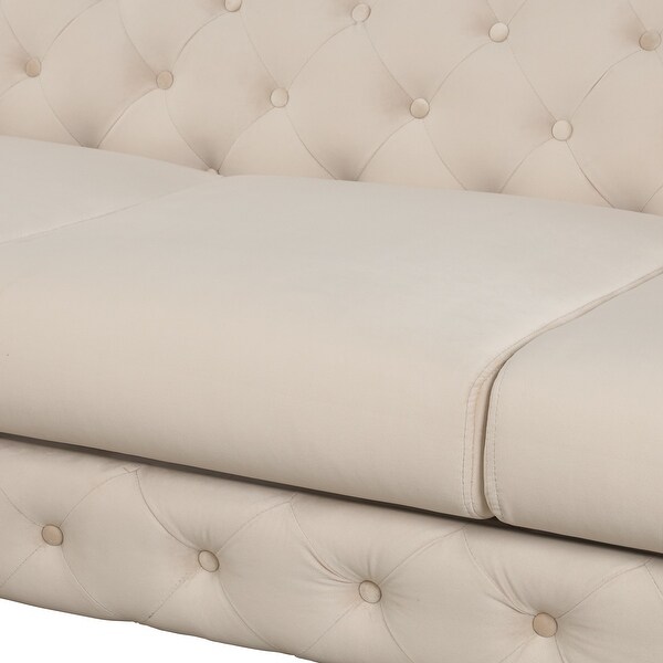 3-Pieces Velvet Upholstered Sofa Set with Sturdy Metal Legs