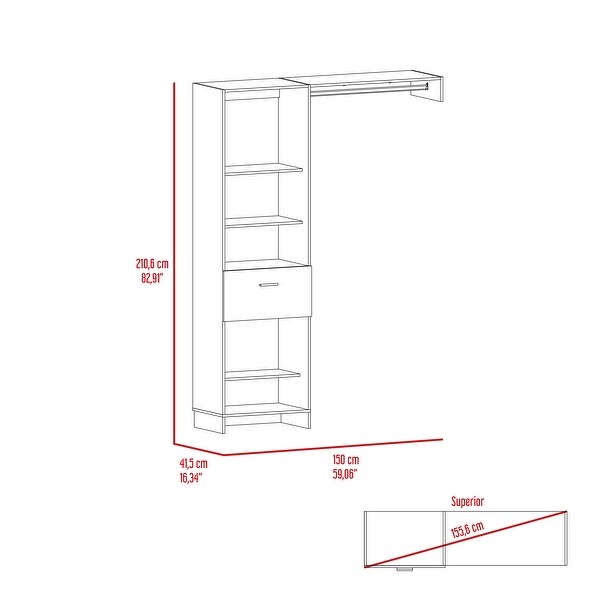 1-Drawer and 4-Shelf Closet System