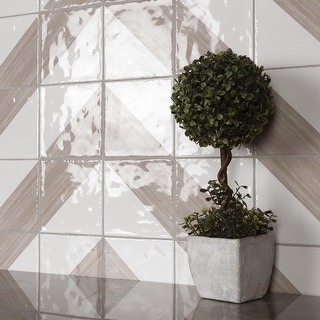 Merola Tile Triangle Rustique Glossy Taupe 6" x 6" Ceramic Wall Tile